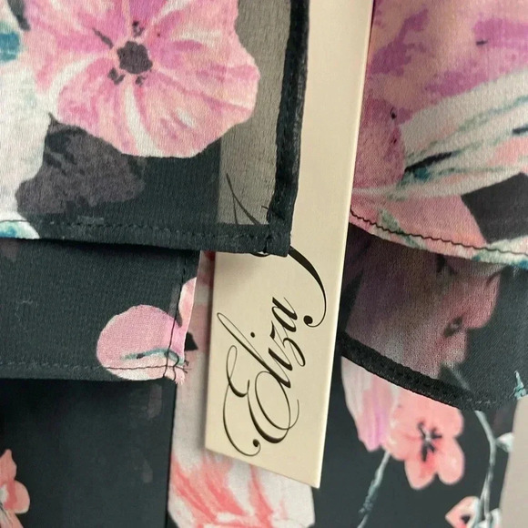 Eliza J Floral One Shoulder Ruffle Shift Dress NEW Green Pink Ruffle Feminine - Picture 6 of 7